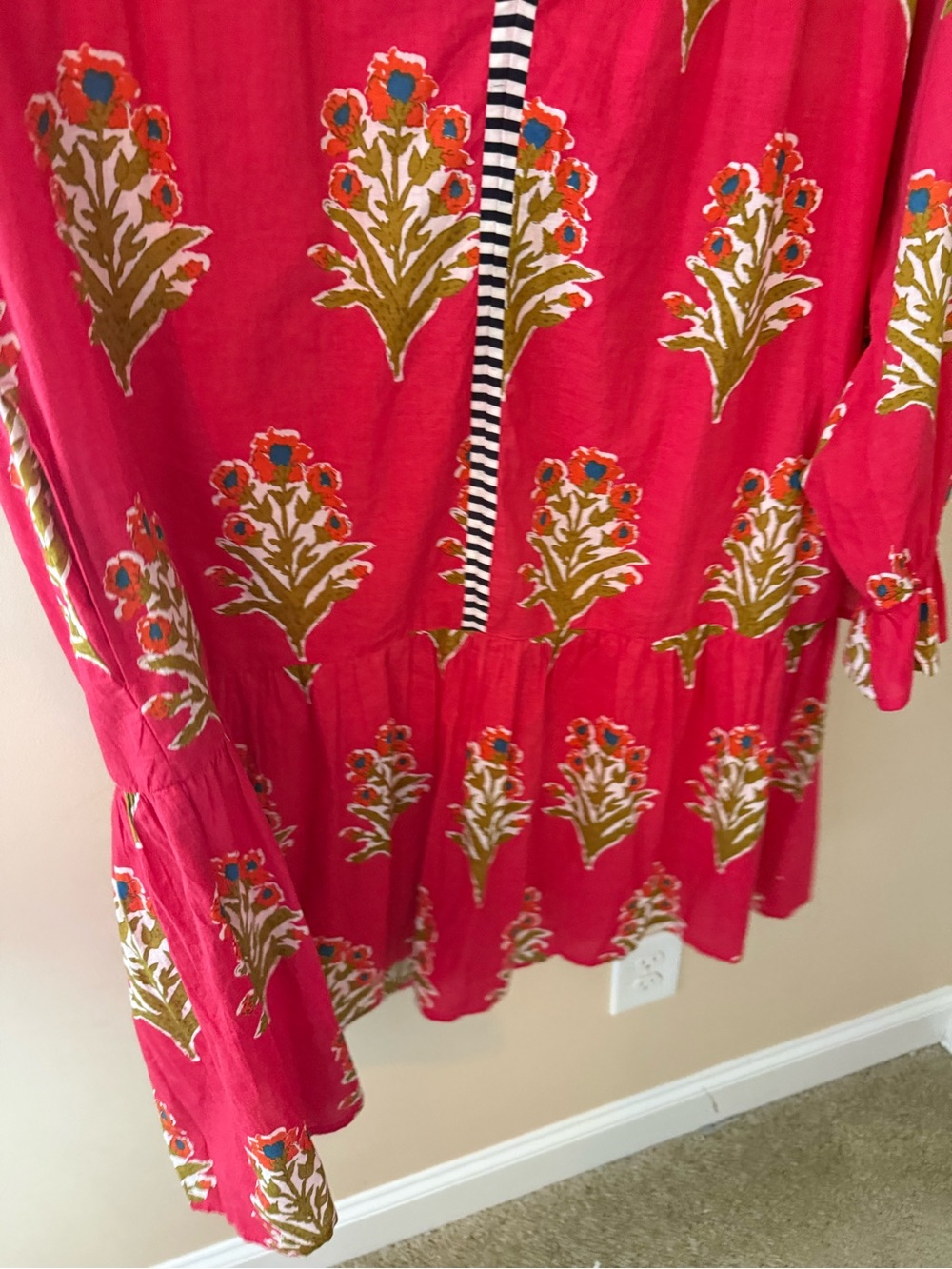 THML blockprint red popover Shift Dress M - Picture 6 of 9